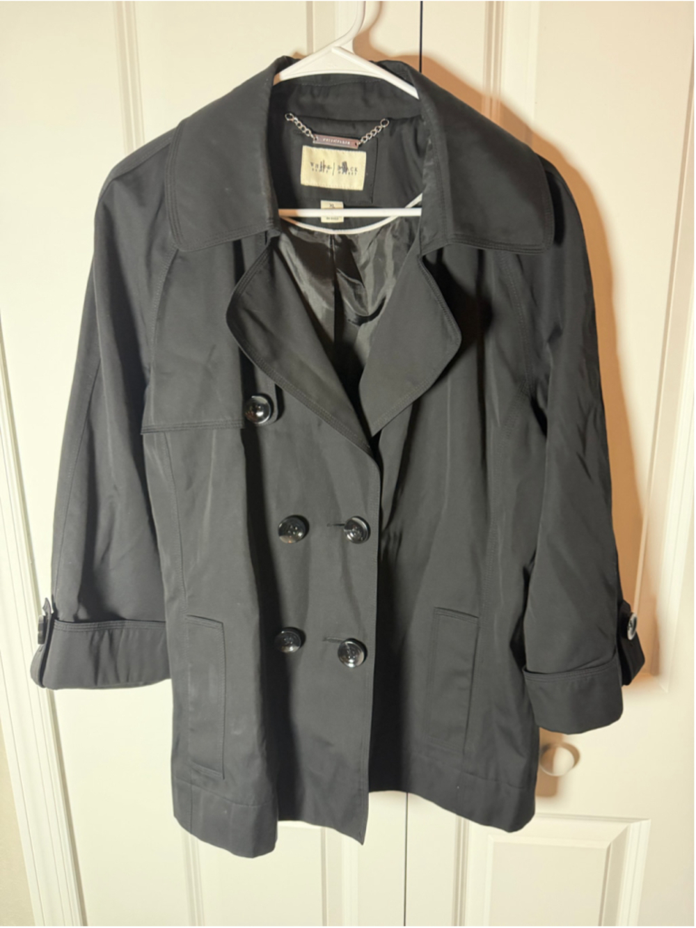 White House Black Market Trench Coat Black XL